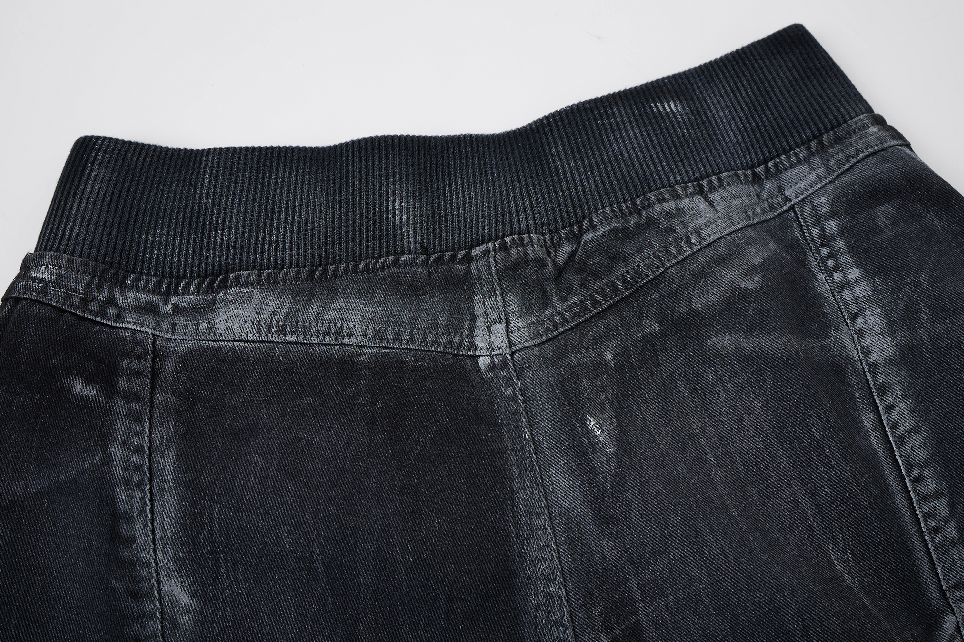 CLP Ribbed Paneled Wide-Leg Denim Shorts-Shorts-M / 27"-Black-Free Shipping Leatheretro