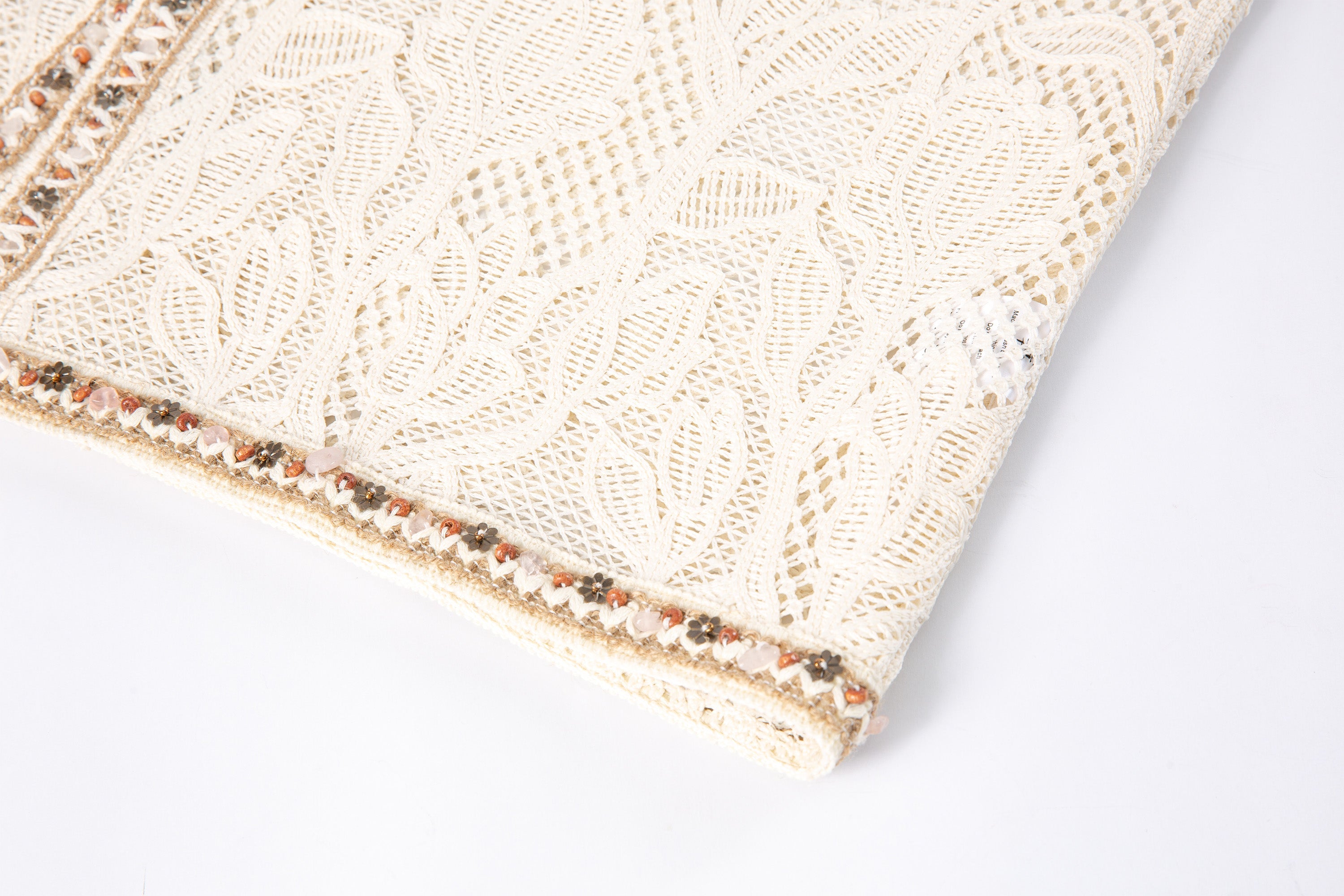 TUIMU Beaded Trim Open-Knit Jacquard Half Shirt-Shirt-S (Preorder)-Free Shipping Leatheretro