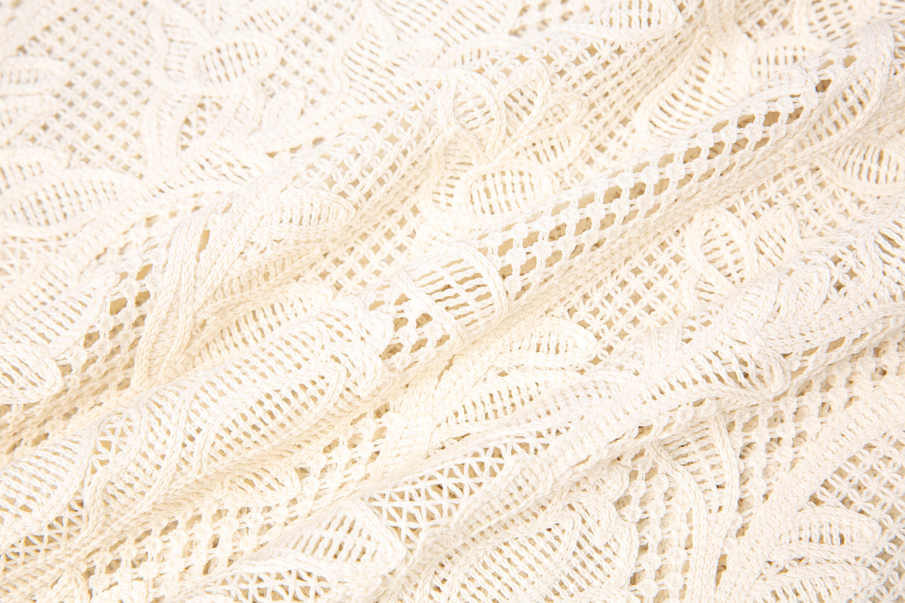TUIMU Beaded Trim Open-Knit Jacquard Half Shirt-Shirt-S (Preorder)-Free Shipping Leatheretro