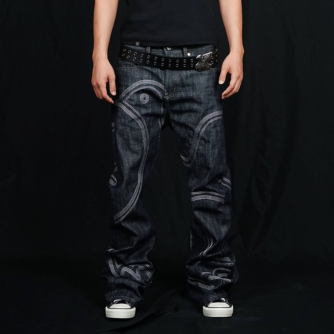 VINKID Embroidered Dove Stitched Selvedge Jeans-Jeans-S-Free Shipping Leatheretro