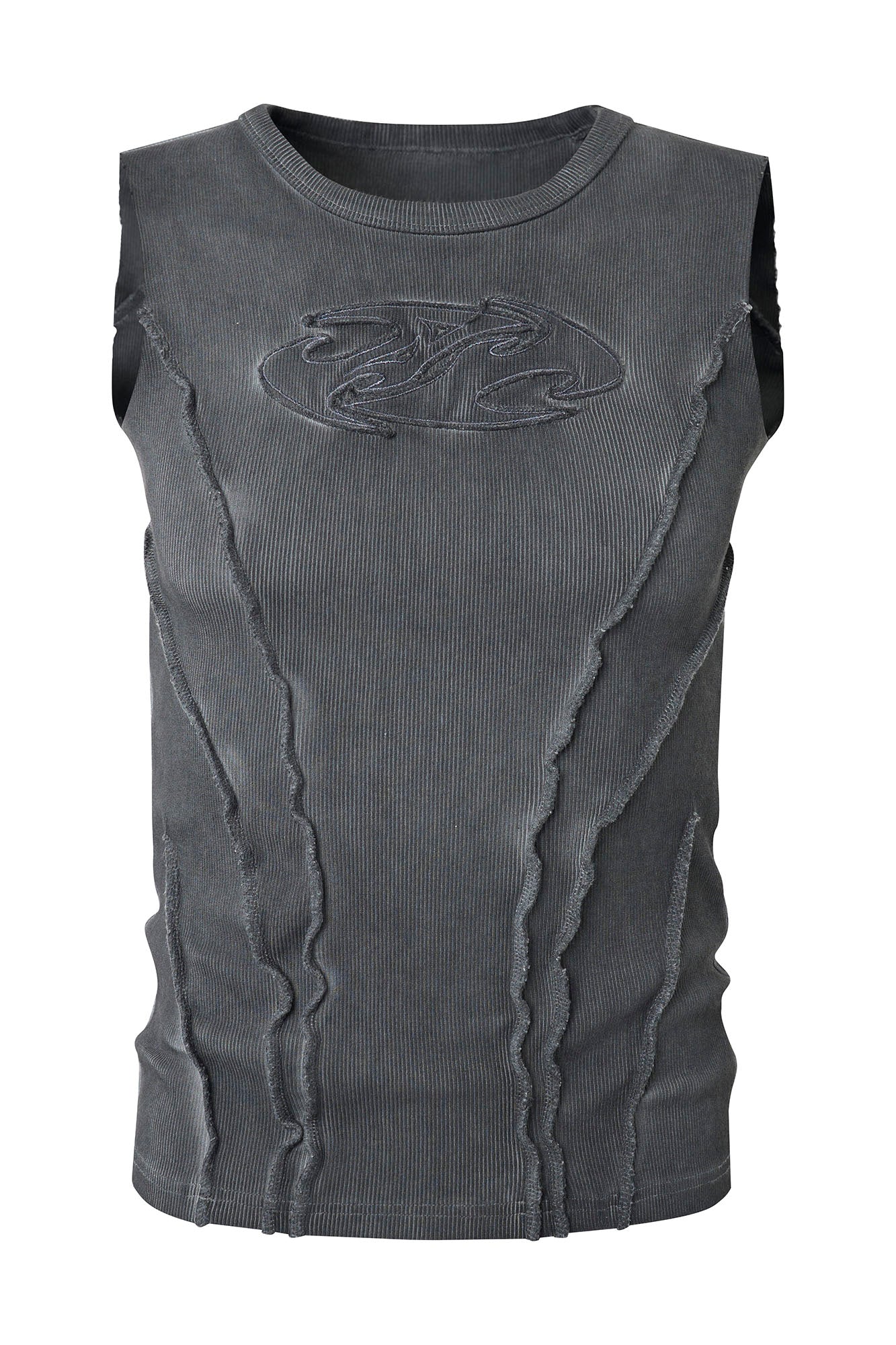 CLP Ribbed Frayed Hem Slim Vest-Vest-M-Free Shipping Leatheretro
