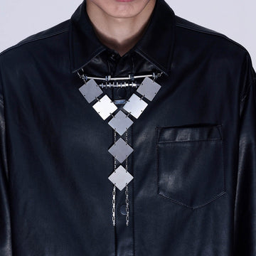 ILLUSORY Cyborg Metallic Tie-Other Accessories-One Size (Adjustable)-Free Shipping Leatheretro