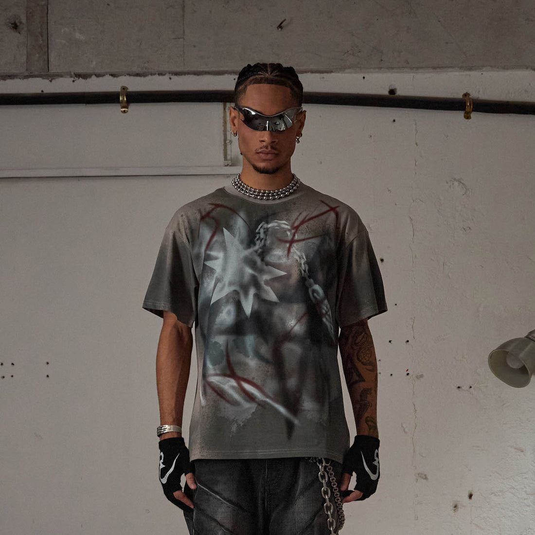 DND4DES Meteor Hammer Abstract Graphics T-Shirt-T Shirt-S-Free Shipping Leatheretro