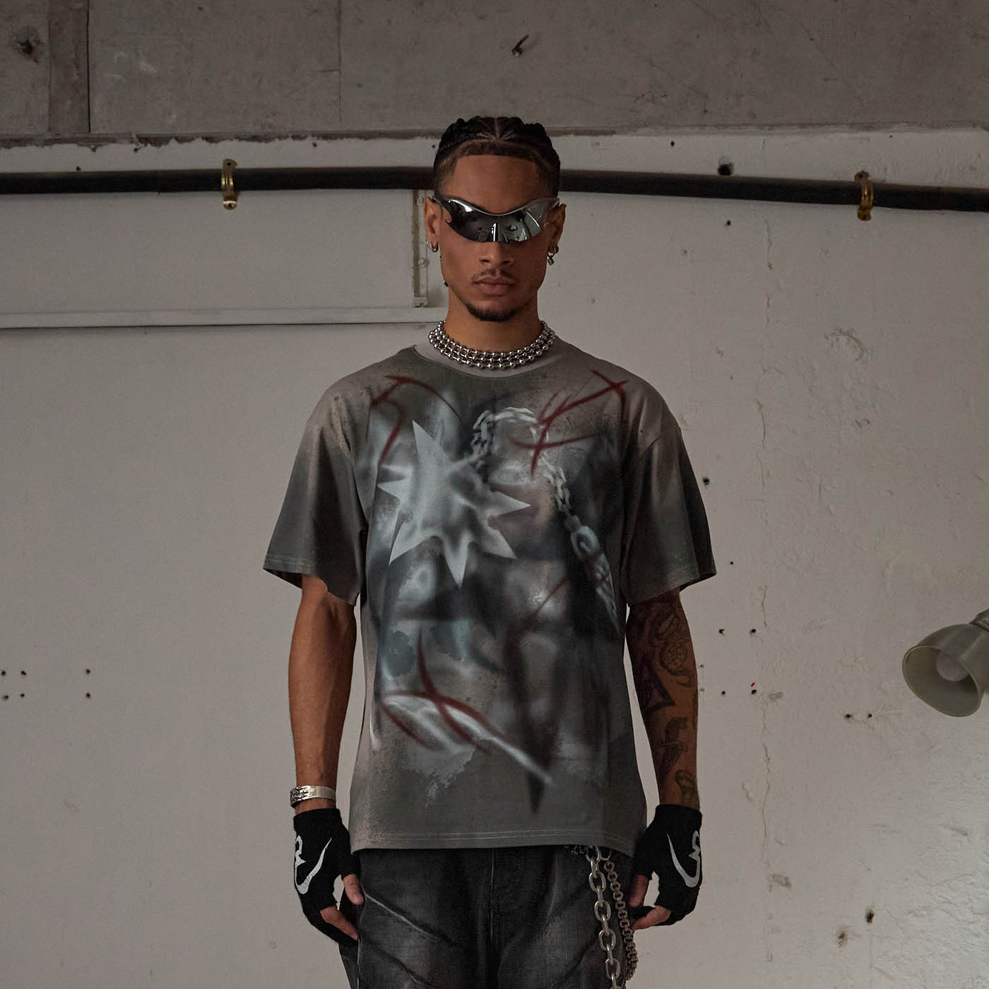 DND4DES Meteor Hammer Abstract Graphics T-Shirt-T Shirt-S-Free Shipping Leatheretro