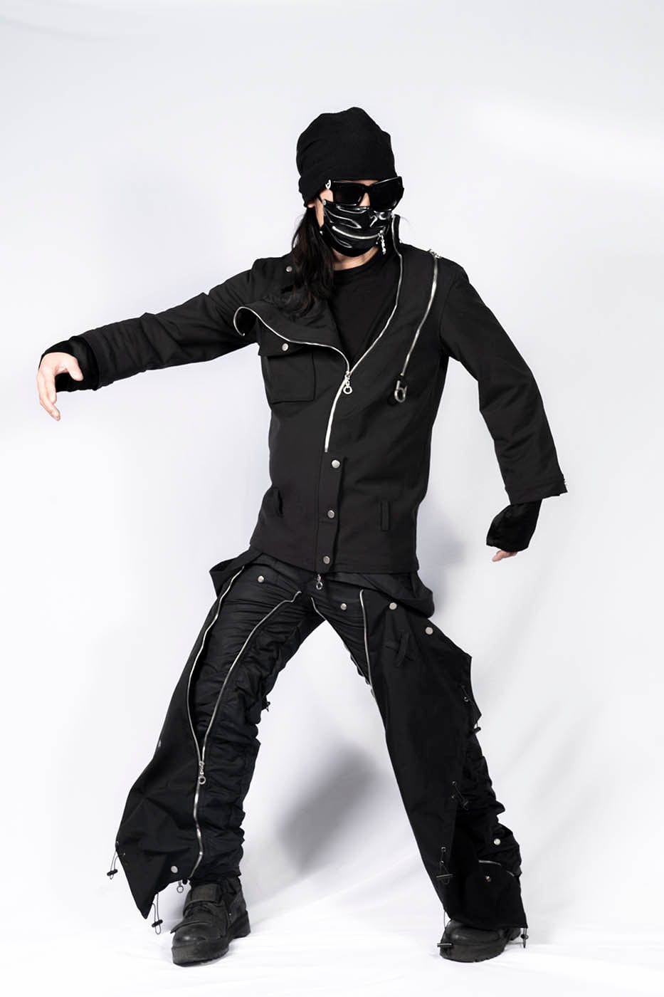 INSIDE OUT Asymmetrical Curved Zippered Jacket-Jacket-S-Free Shipping Leatheretro