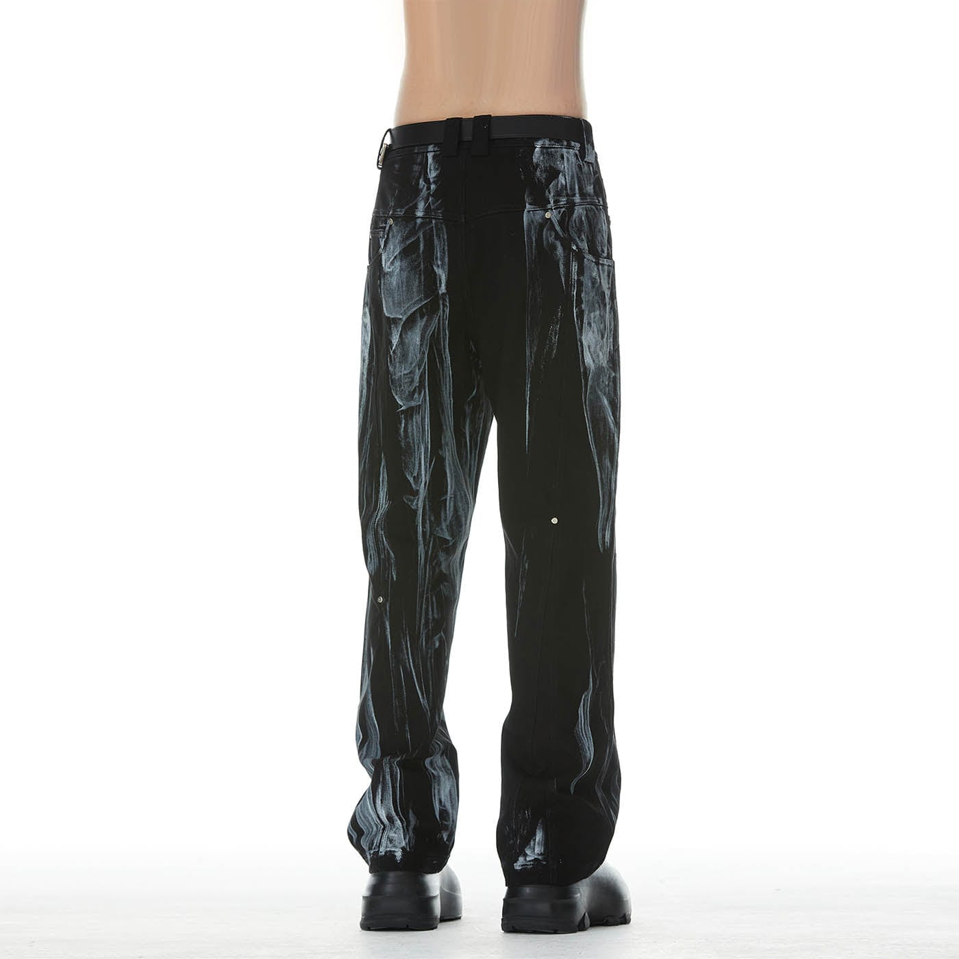 FACEONLAB Gradient Brush-Painted Jeans-Jeans-M-Black-Free Shipping Leatheretro