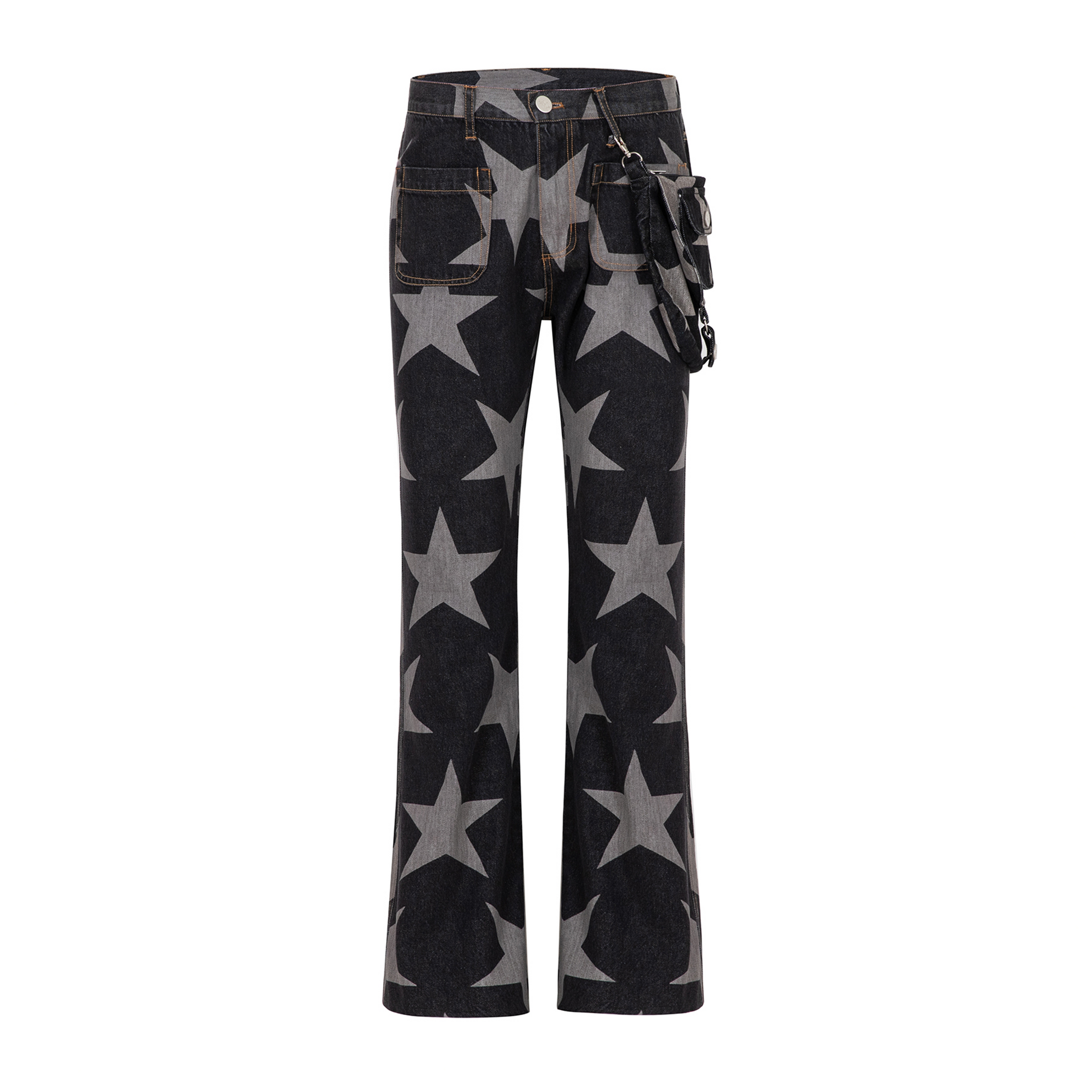 CYCYCY Punk Washed Star Full-Print Flared Jeans-Jeans-XS / 28"-Free Shipping Leatheretro
