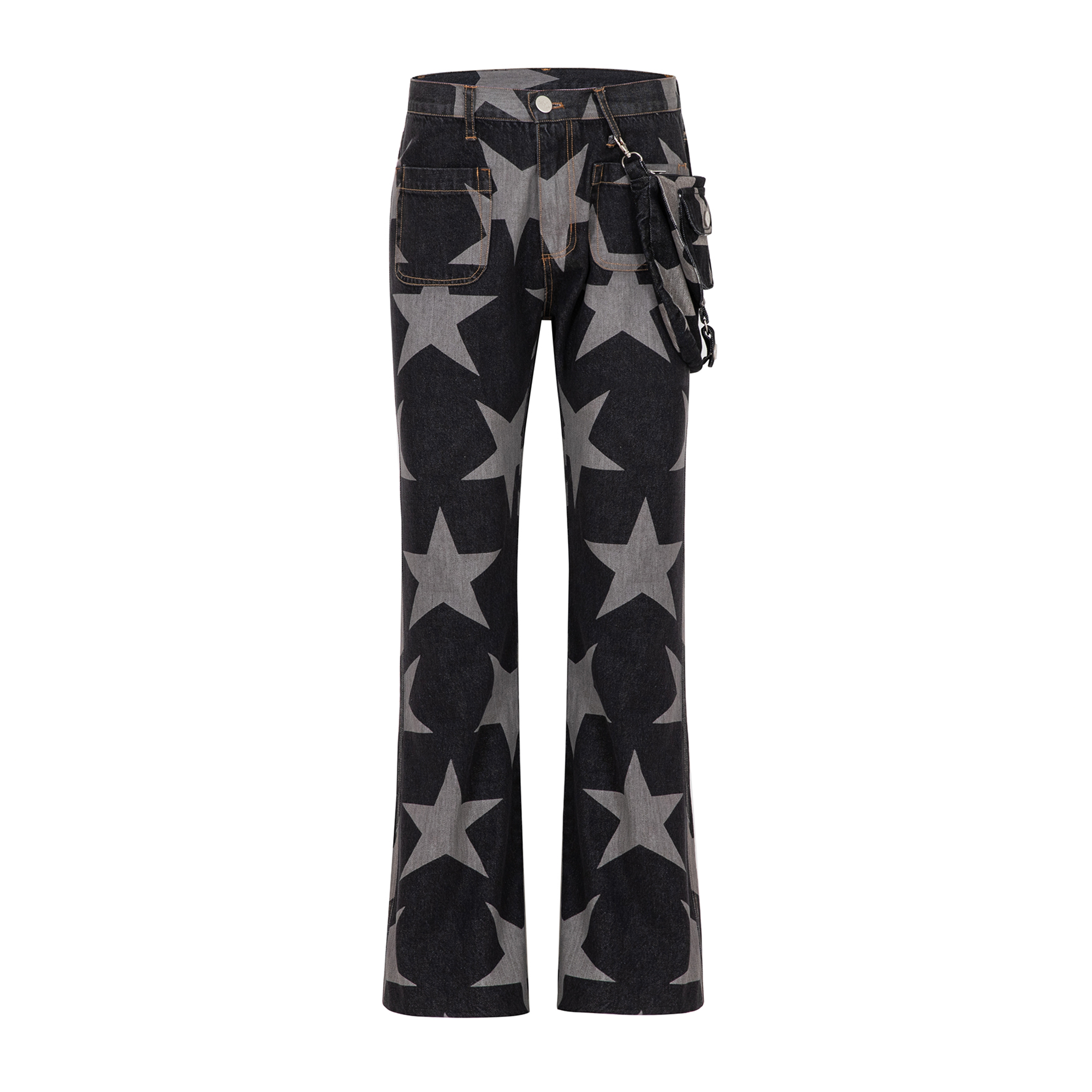 CYCYCY Punk Washed Star Full-Print Flared Jeans-Jeans-XS / 28"-Free Shipping Leatheretro
