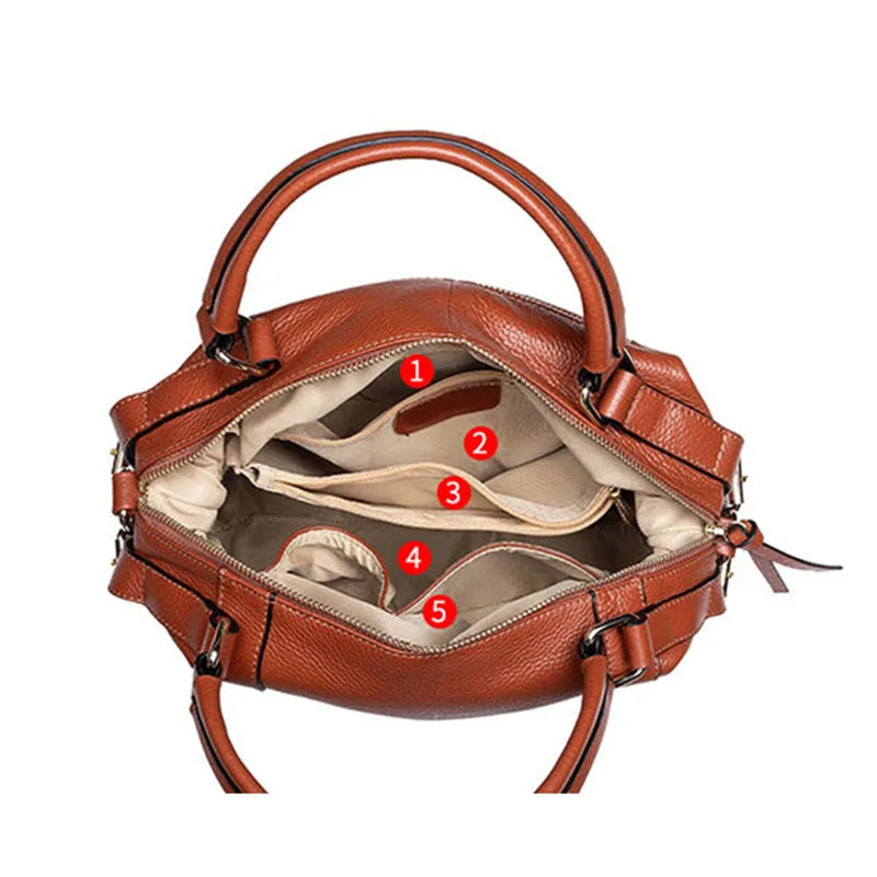 Top Layer Cowhide Handbag – All-Match Genuine Leather Bag for Women-Handbags-Brown-Free Shipping Leatheretro