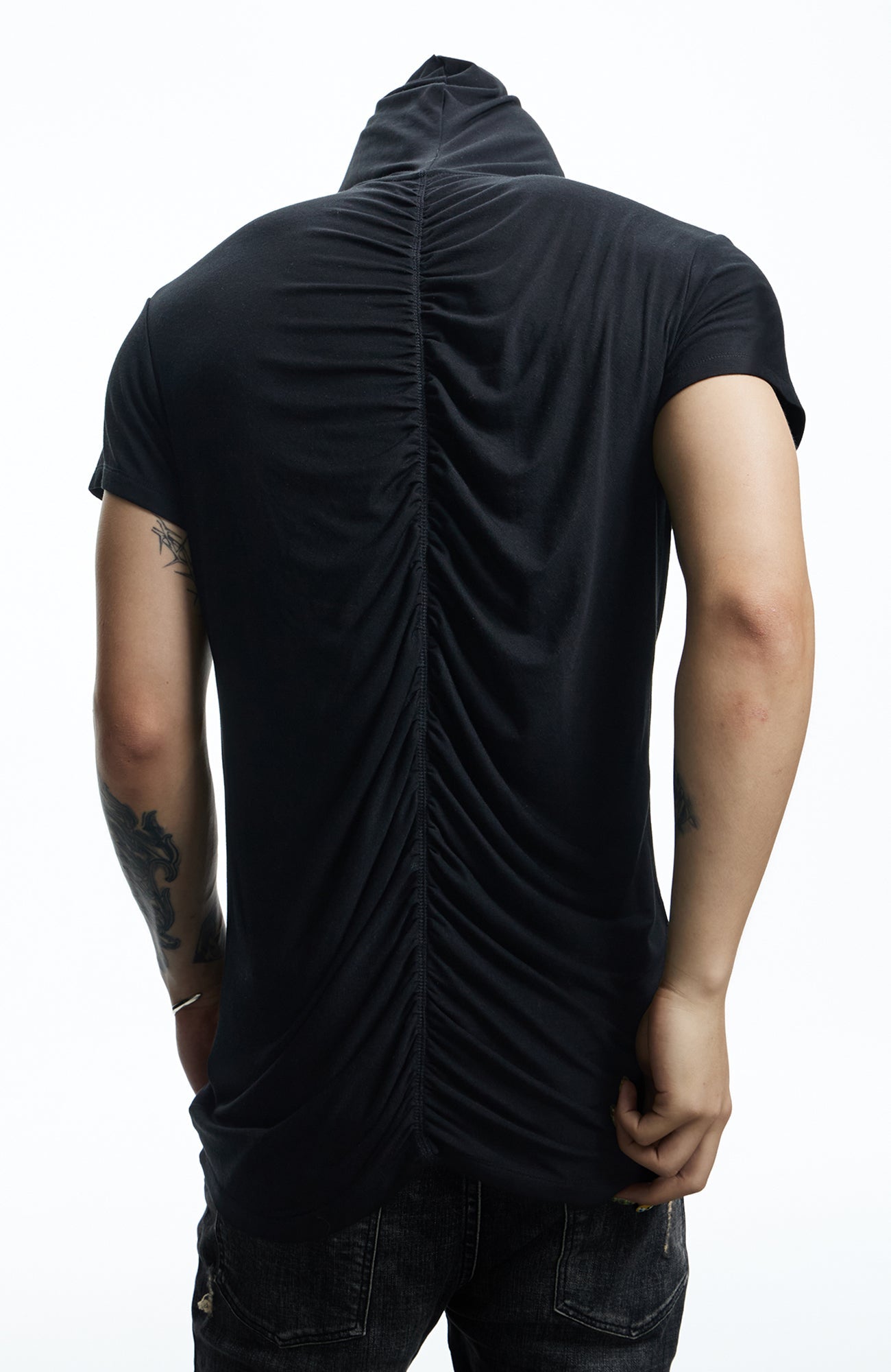 DND4DES Ruched Back Hooded T-Shirt-T Shirt-S (Preorder)-White-Free Shipping Leatheretro