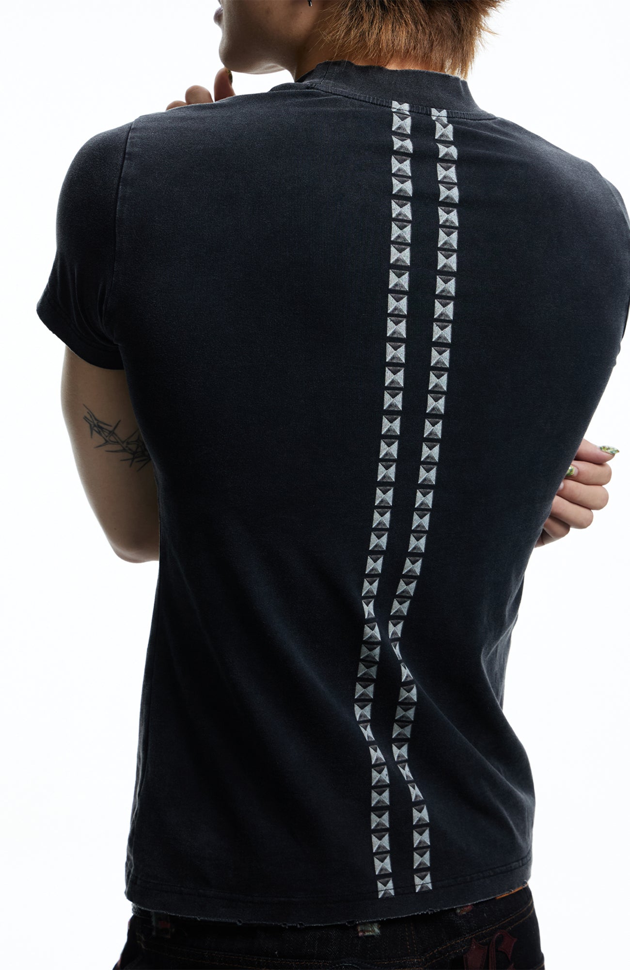 DND4DES Punk Stud Lips Print T-Shirt-T Shirt-S (Preorder)-Black-Free Shipping Leatheretro