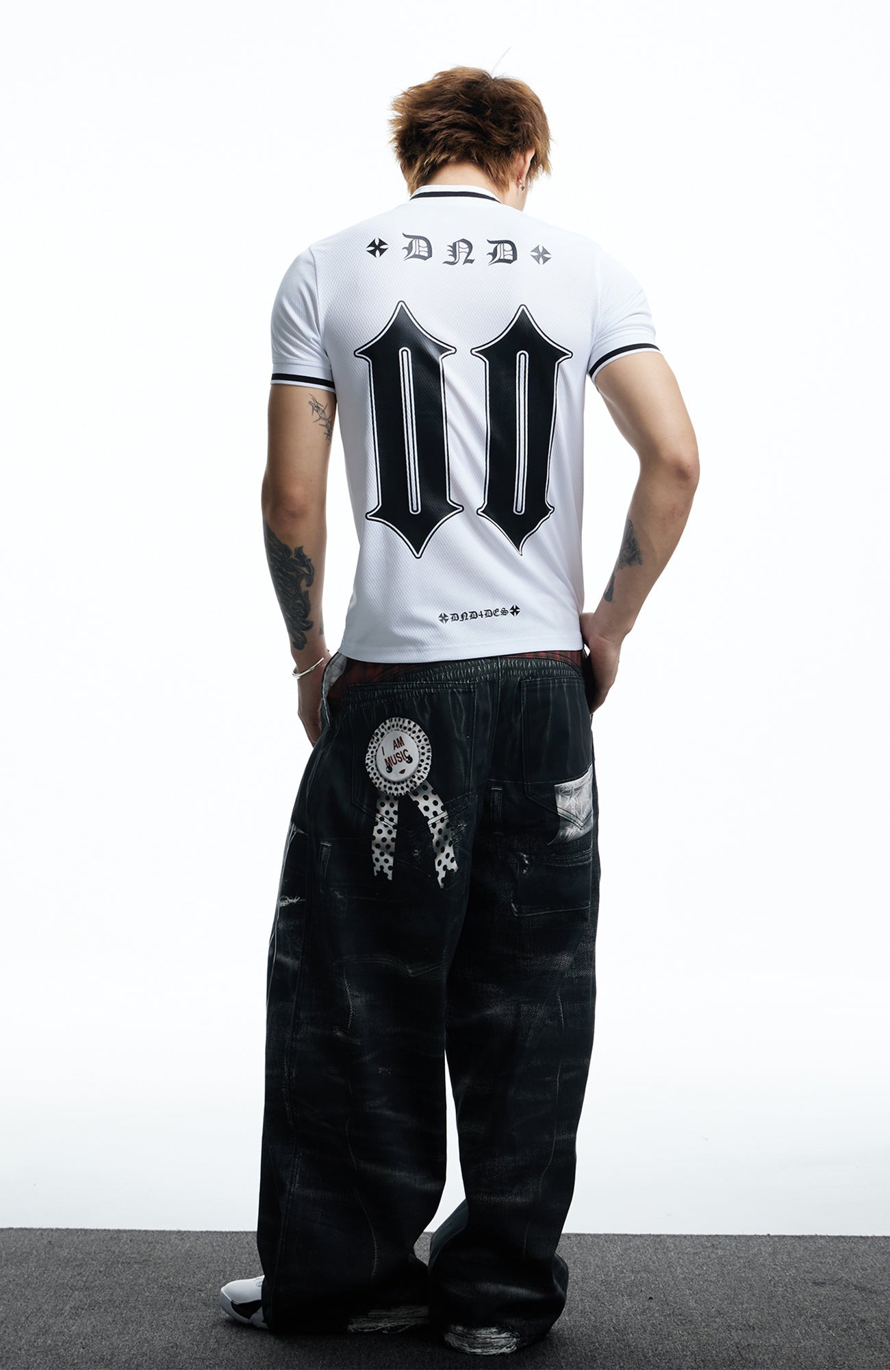 DND4DES Gothic Letter V-Neck Jersey T-Shirt-T Shirt-S (Preorder)-Free Shipping Leatheretro