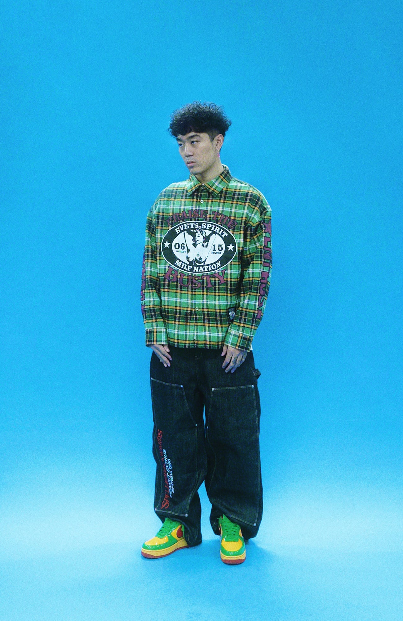 EVETS Colorblock Plaid Graphic Shirt-Shirt-S-Free Shipping Leatheretro