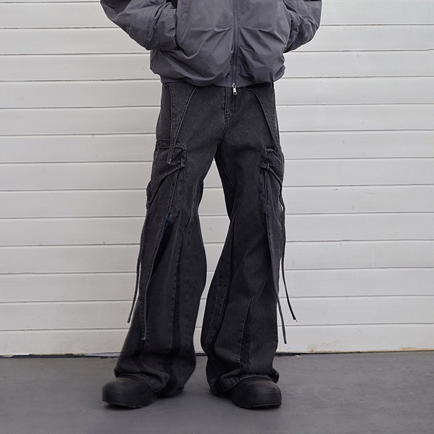 DND4DES Multi-Layered Stripes Deconstructed Jeans-Jeans-S-Free Shipping Leatheretro