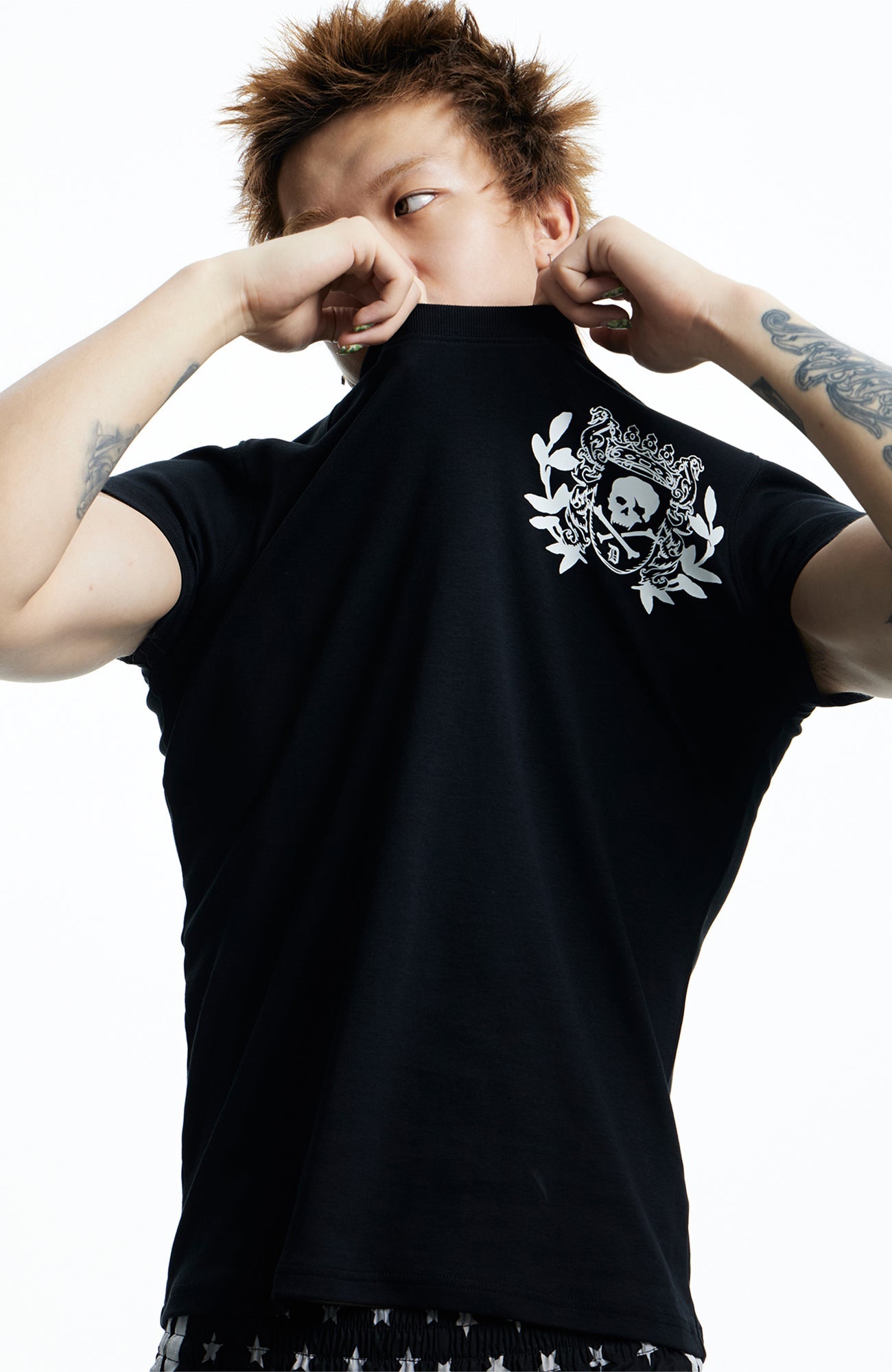 DND4DES Gothic Skull Crest T-Shirt-T Shirt-S (Preorder)-Black-Free Shipping Leatheretro