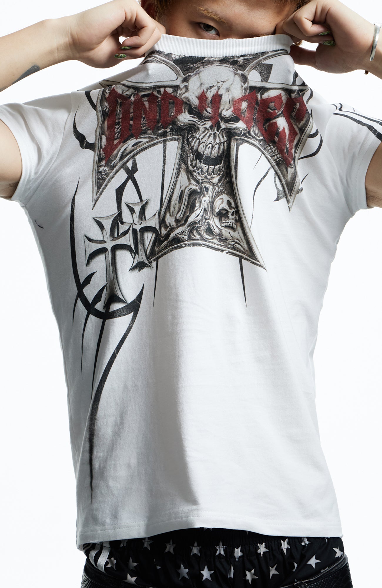DND4DES Gothic Skull Cross Graphic T-Shirt-T Shirt-S (Preorder)-Black-Free Shipping Leatheretro