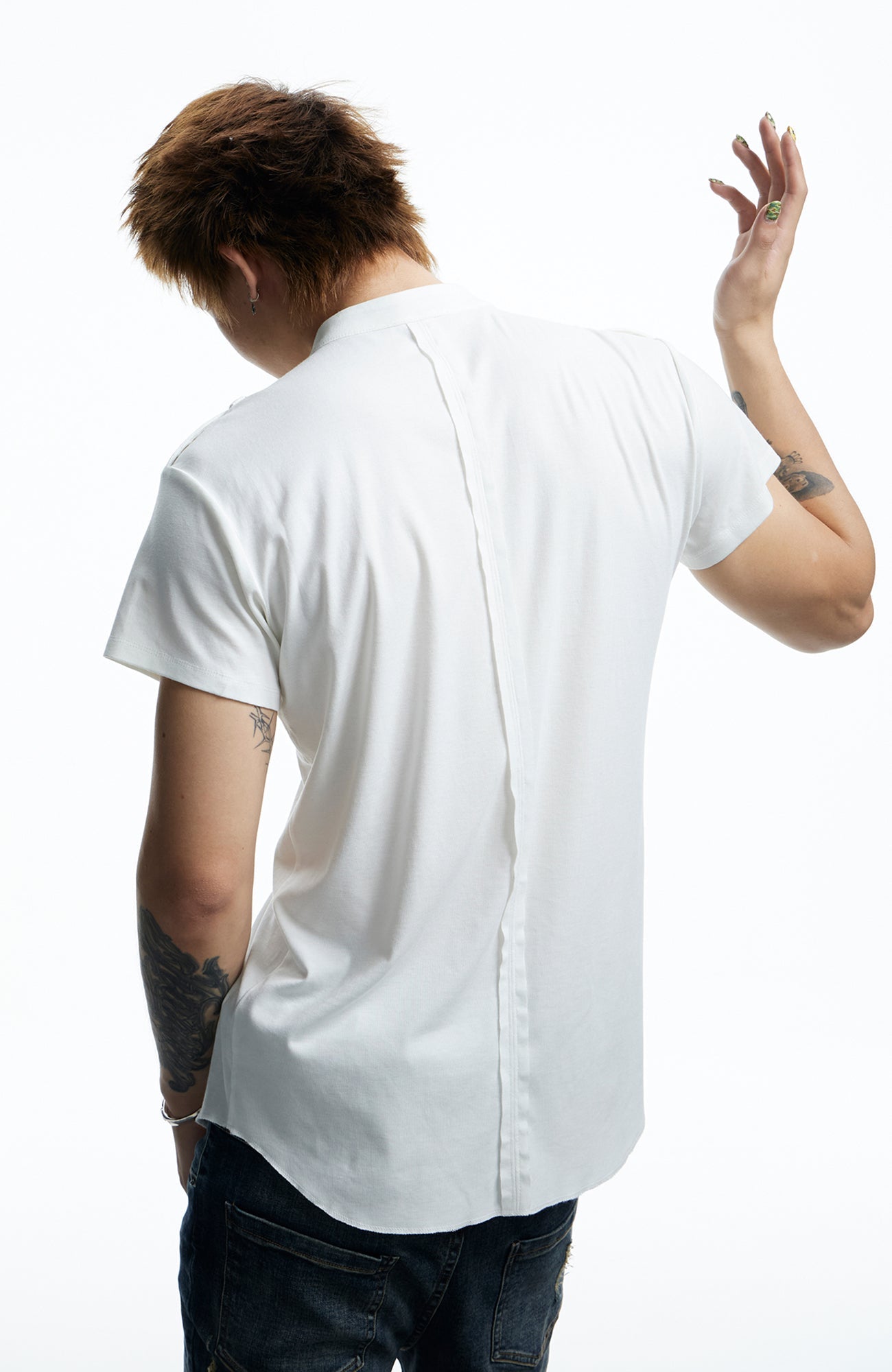DND4DES Regal Braid Button T-Shirt-T Shirt-S (Preorder)-White-Free Shipping Leatheretro