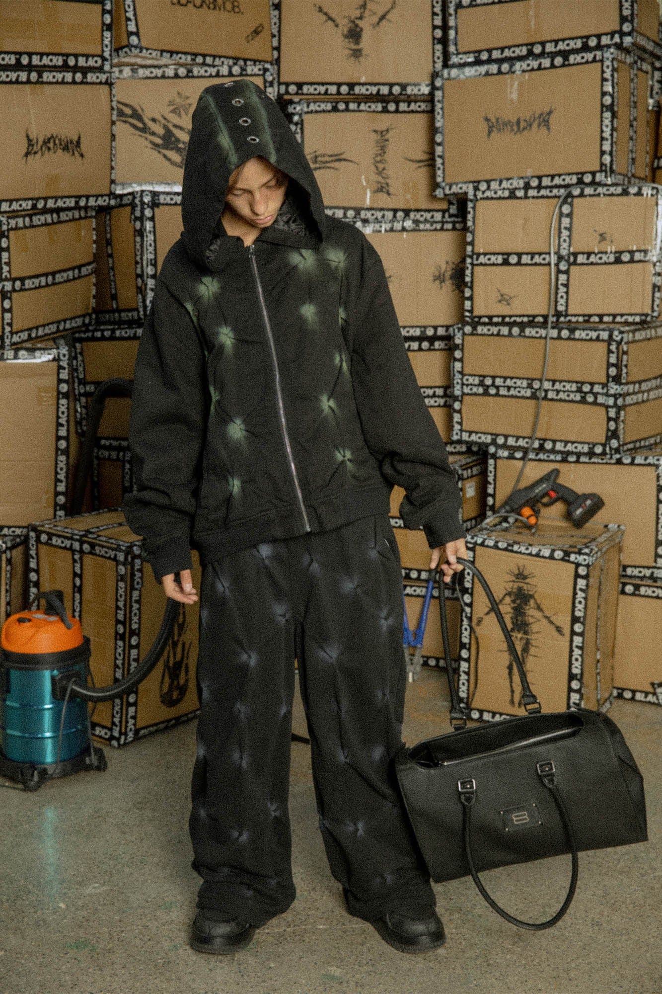 BLACK8MOB Wrinkled Tie-Dye Zip-Up Hoodie-Jacket-S-Free Shipping Leatheretro