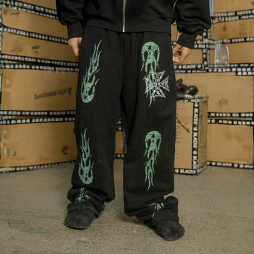 BLACK8MOB Flame Graphics Sweatpants-Pants-S-Free Shipping Leatheretro