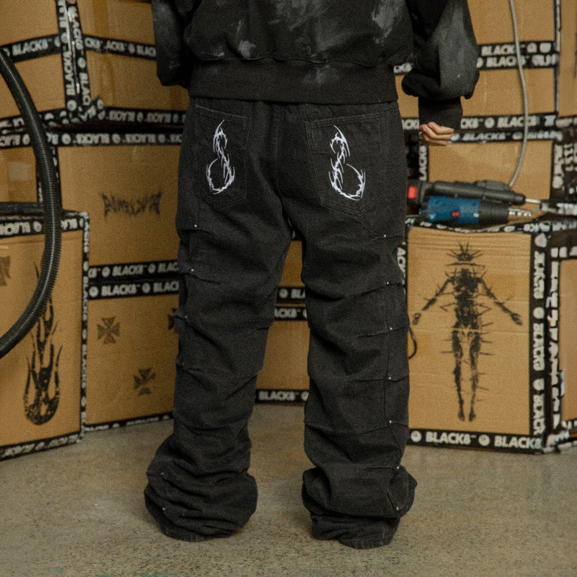 BLACK8MOB Armour Crinkled Rivet Pants-Pants-S-Free Shipping Leatheretro