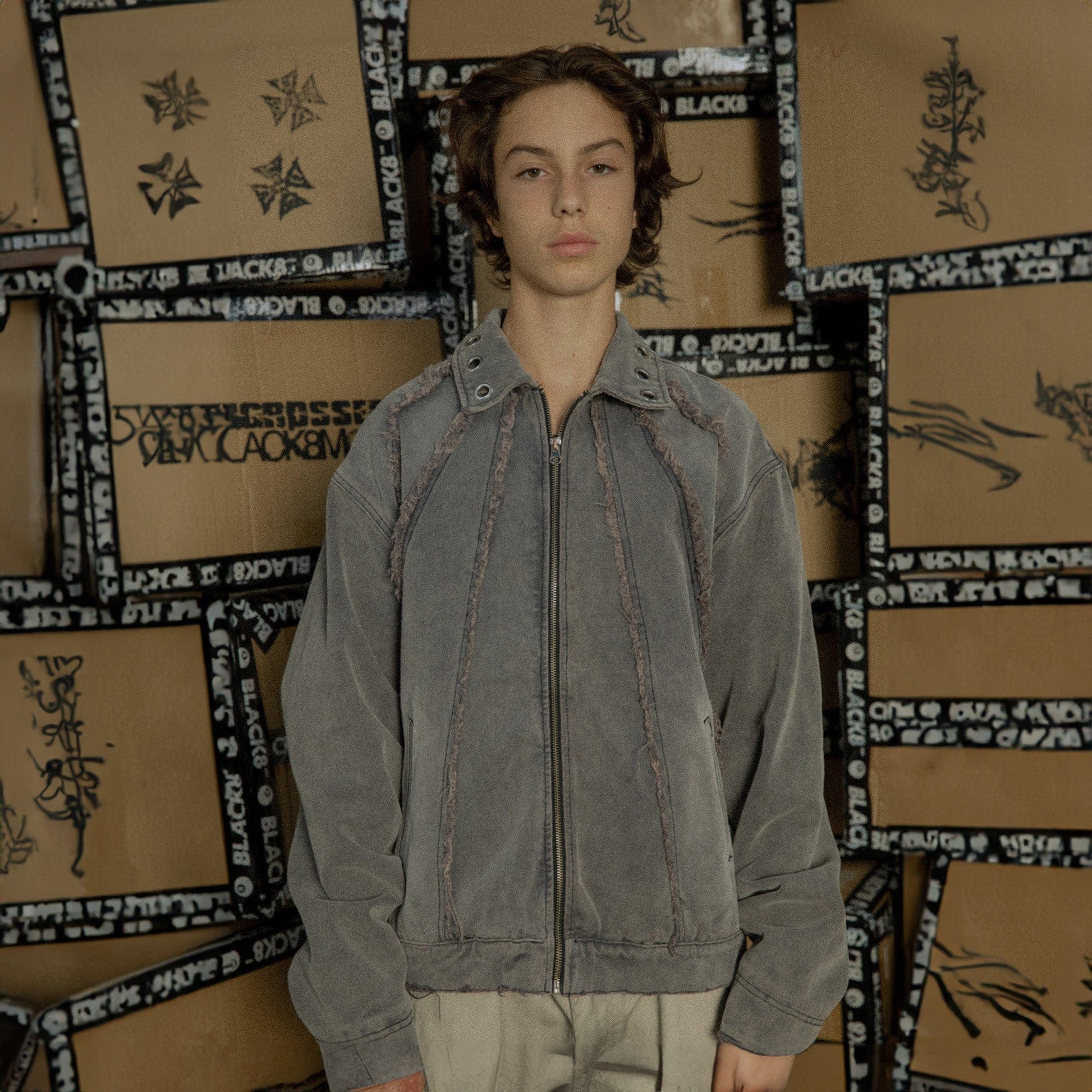 BLACK8MOB Deconstructed Frayed Jacket-Jacket-S-Free Shipping Leatheretro