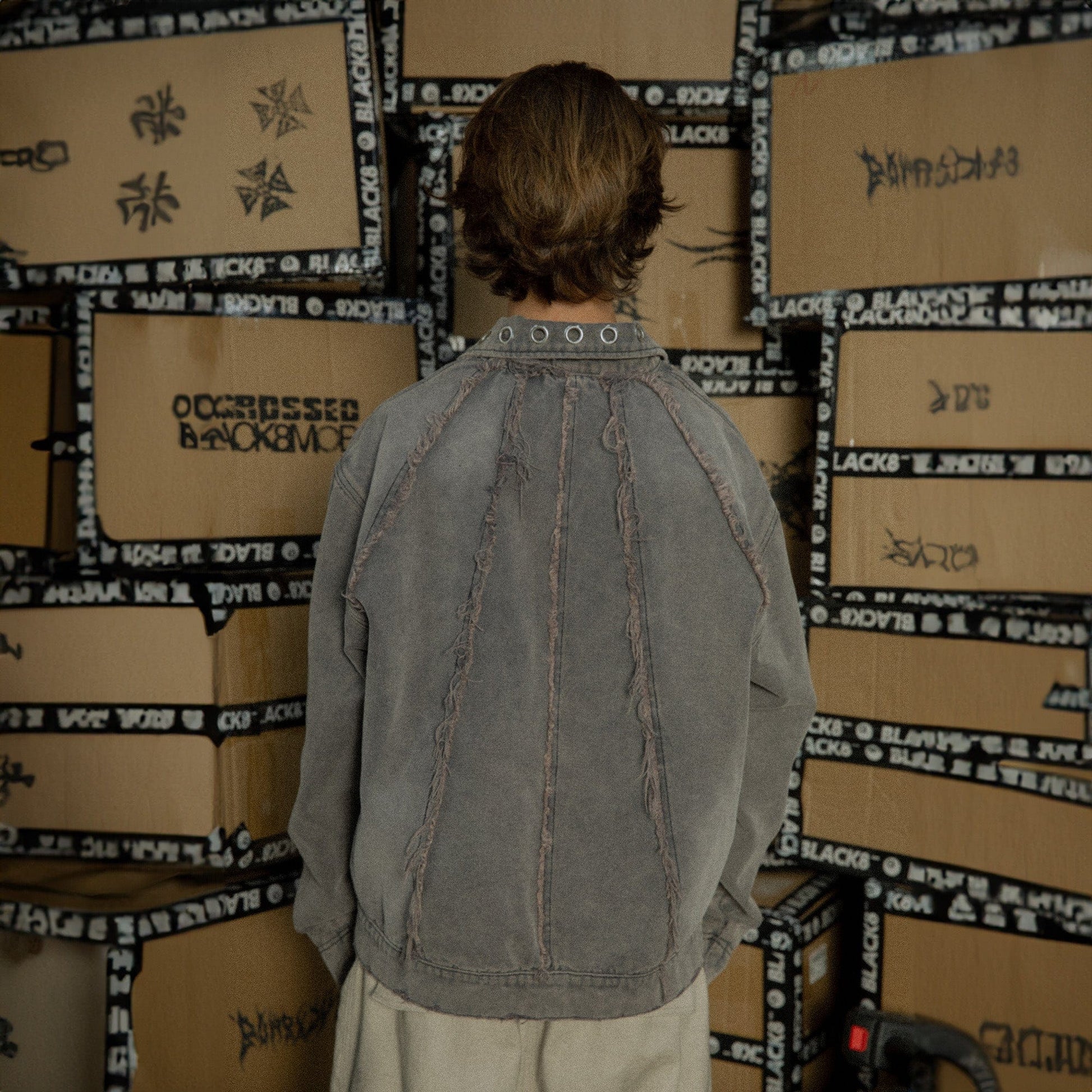 BLACK8MOB Deconstructed Frayed Jacket-Jacket-S-Free Shipping Leatheretro