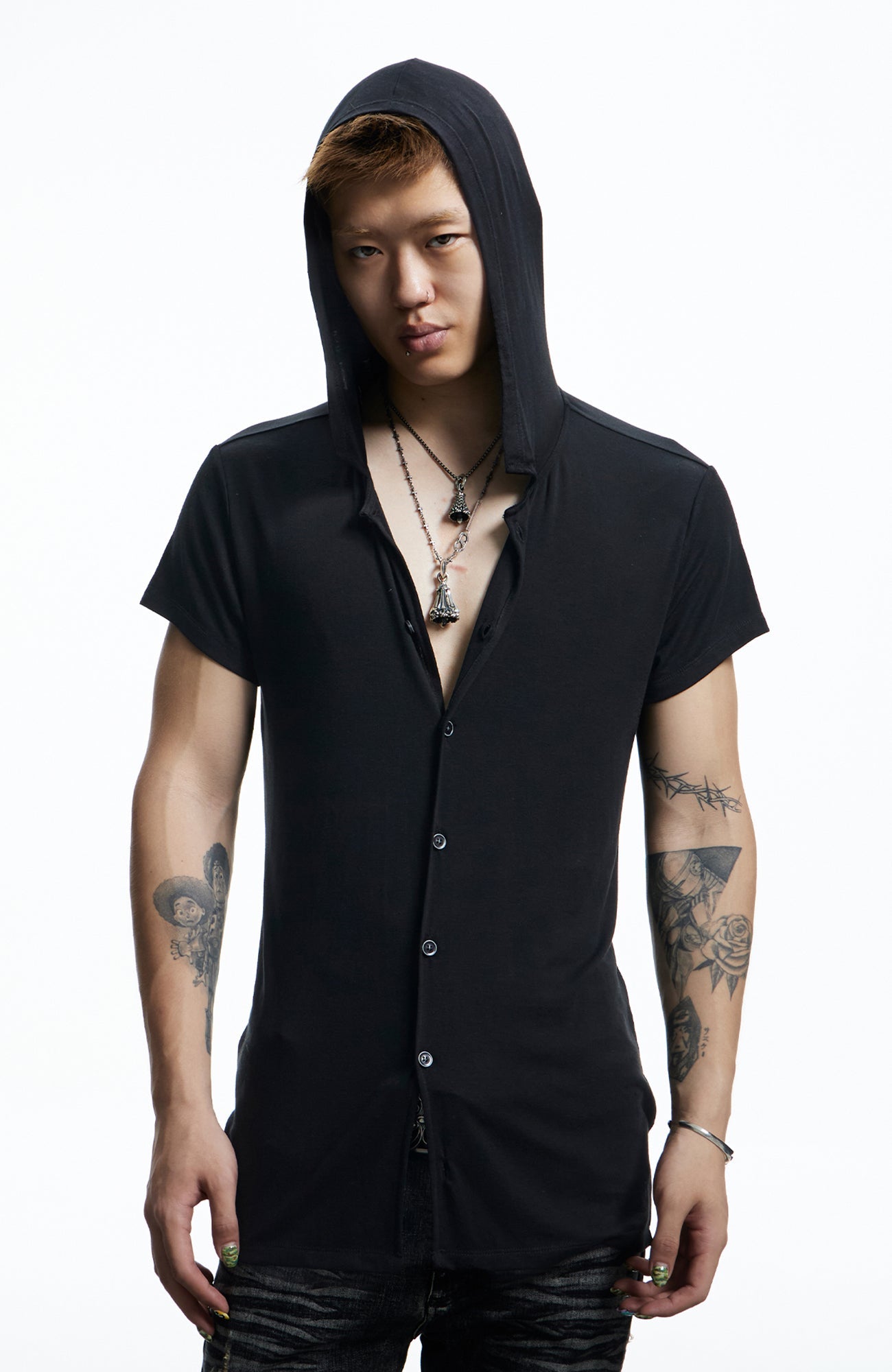 DND4DES Ruched Back Hooded T-Shirt-T Shirt-S (Preorder)-White-Free Shipping Leatheretro