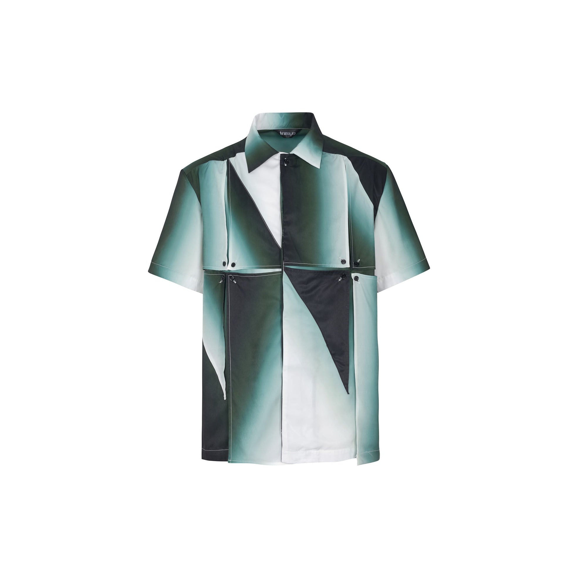 TUIMU Gradient Geometry Panel Acetate Shirt-Shirt-S-Short-Free Shipping Leatheretro