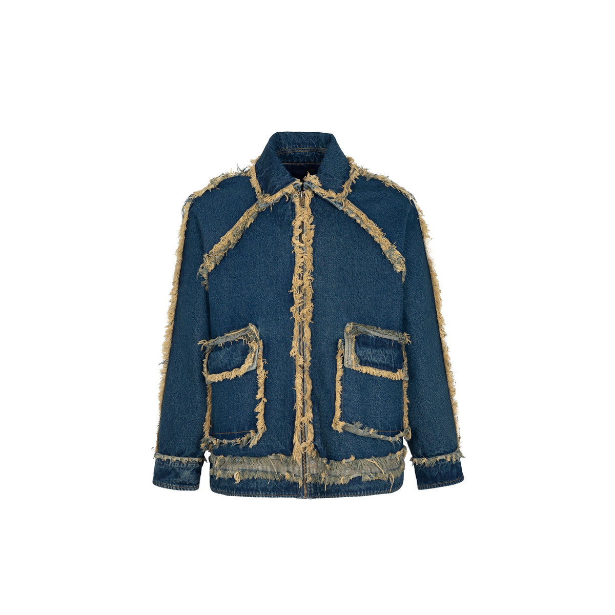 TUIMU Fringe-Trim Denim Jacket-Jacket-S-Free Shipping Leatheretro