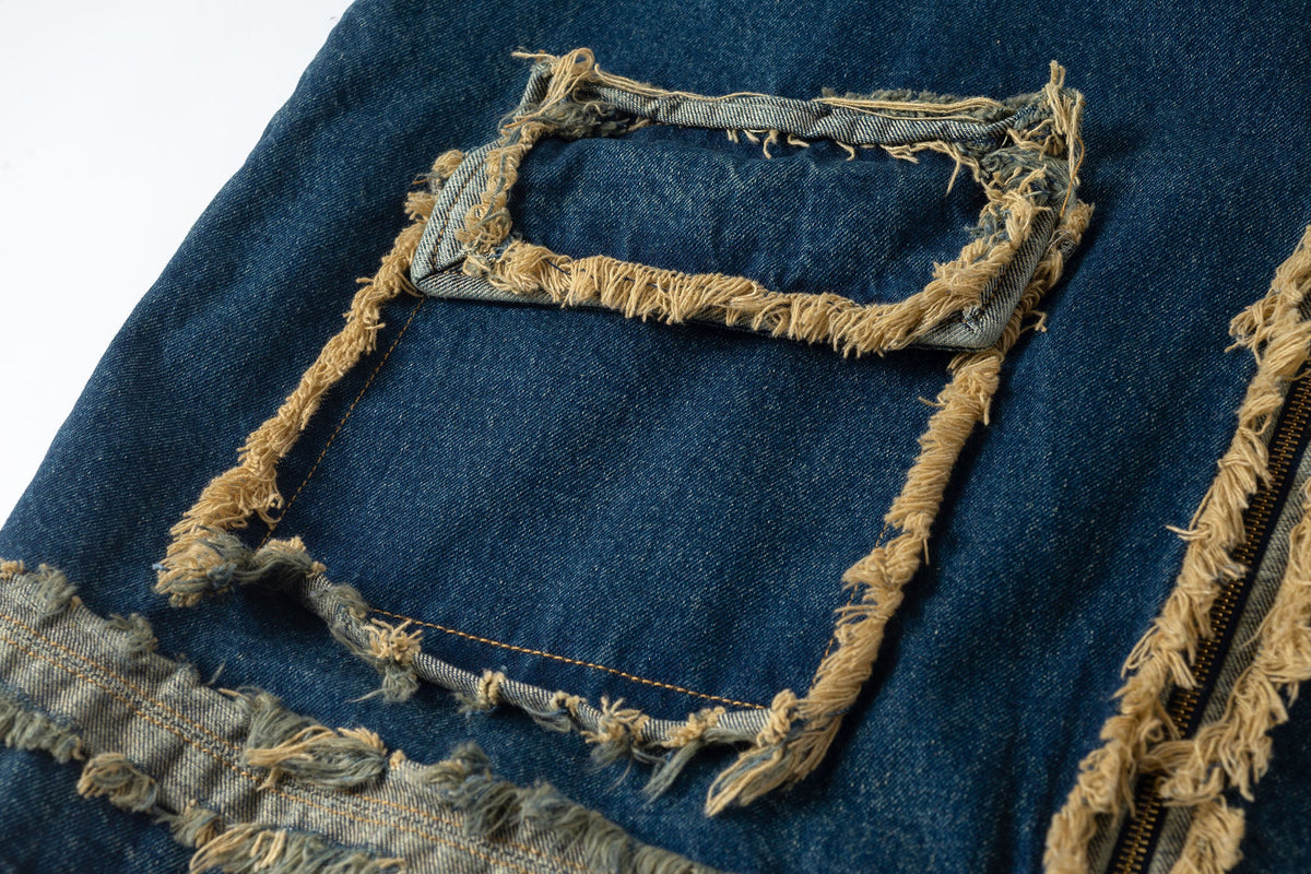 TUIMU Fringe-Trim Denim Jacket-Jacket-S-Free Shipping Leatheretro