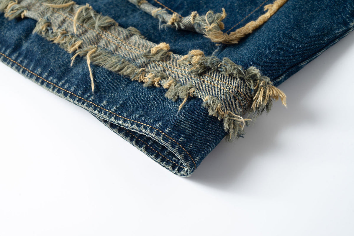 TUIMU Fringe-Trim Denim Jacket-Jacket-S-Free Shipping Leatheretro