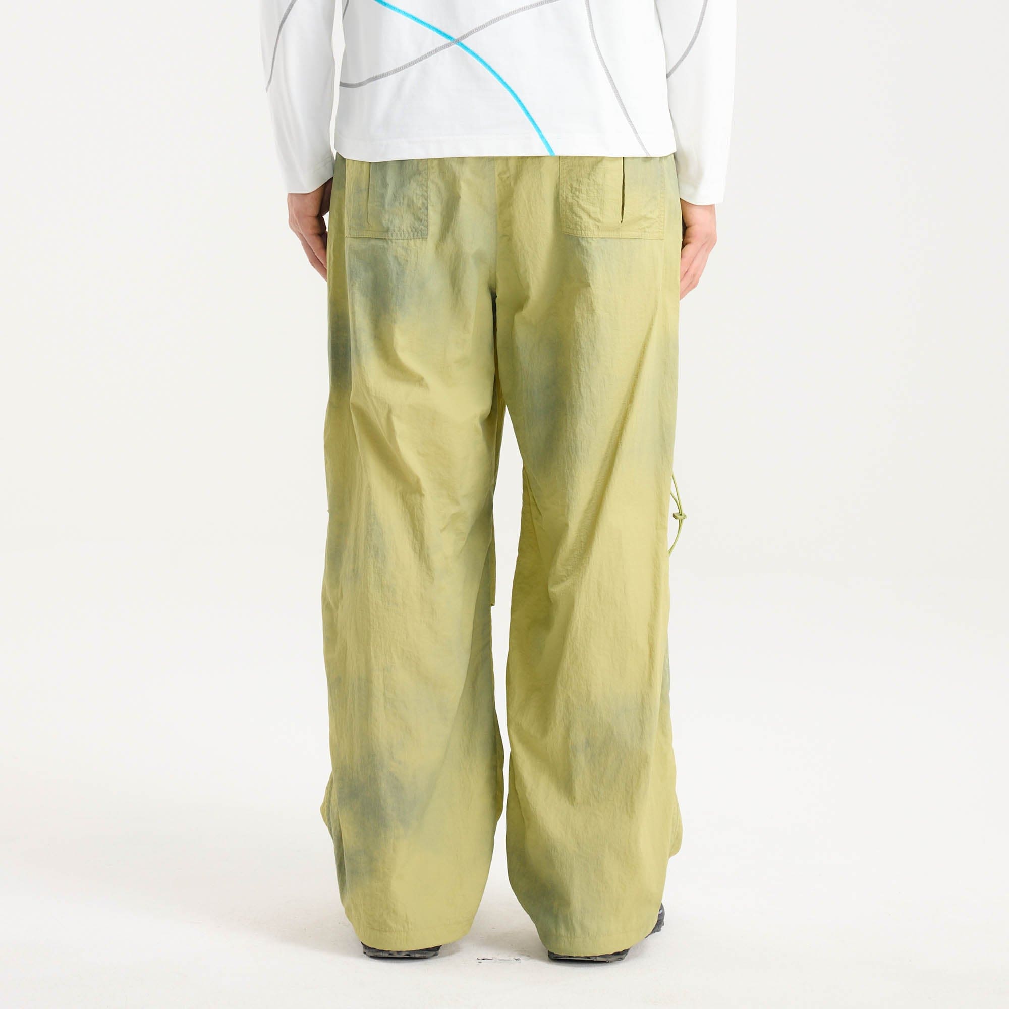 BONELESS Tie-Dye Crinkled Parachute Pants-Pants-S-Green-Free Shipping Leatheretro