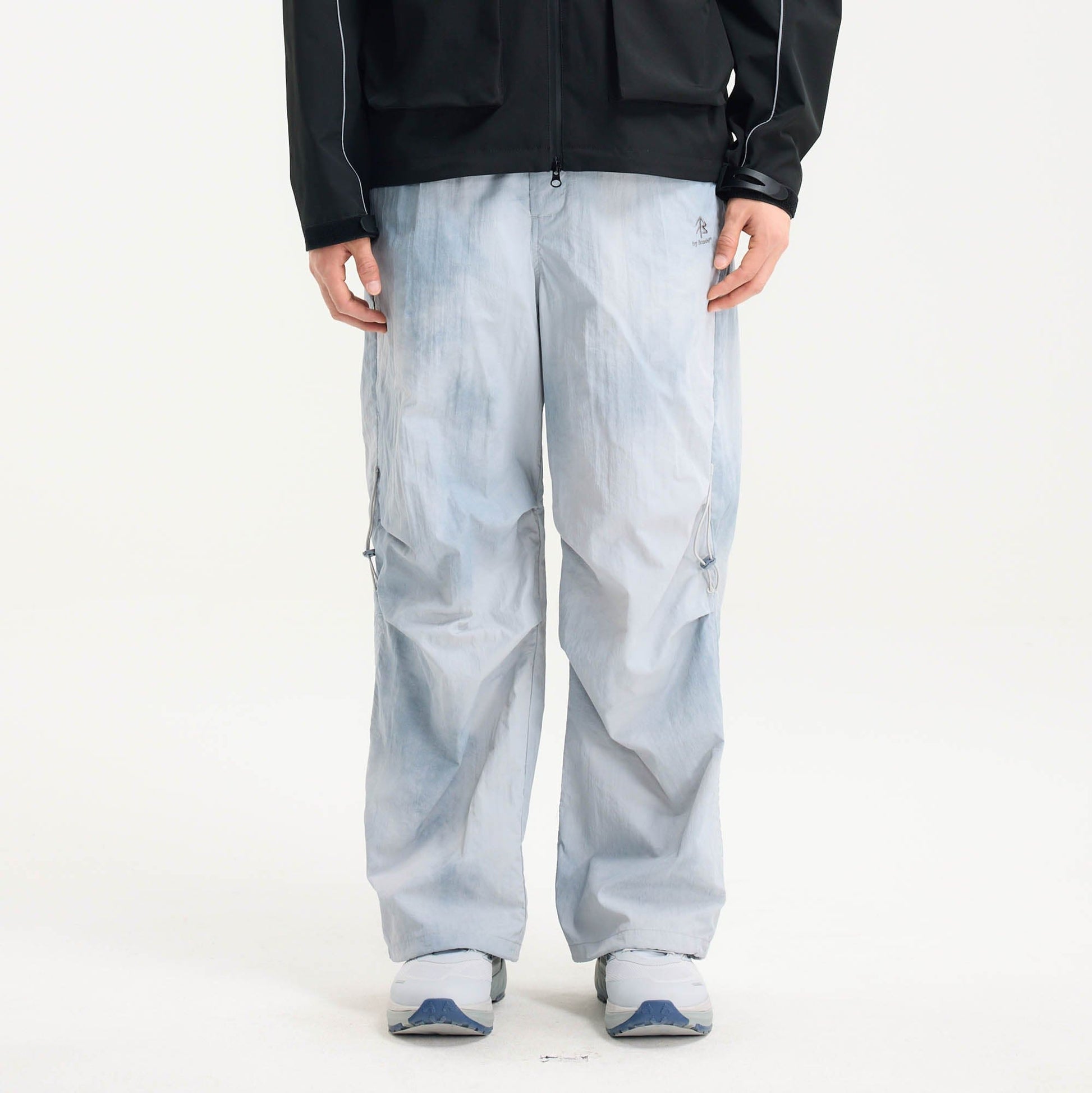 BONELESS Tie-Dye Crinkled Parachute Pants-Pants-S-Gray-Free Shipping Leatheretro