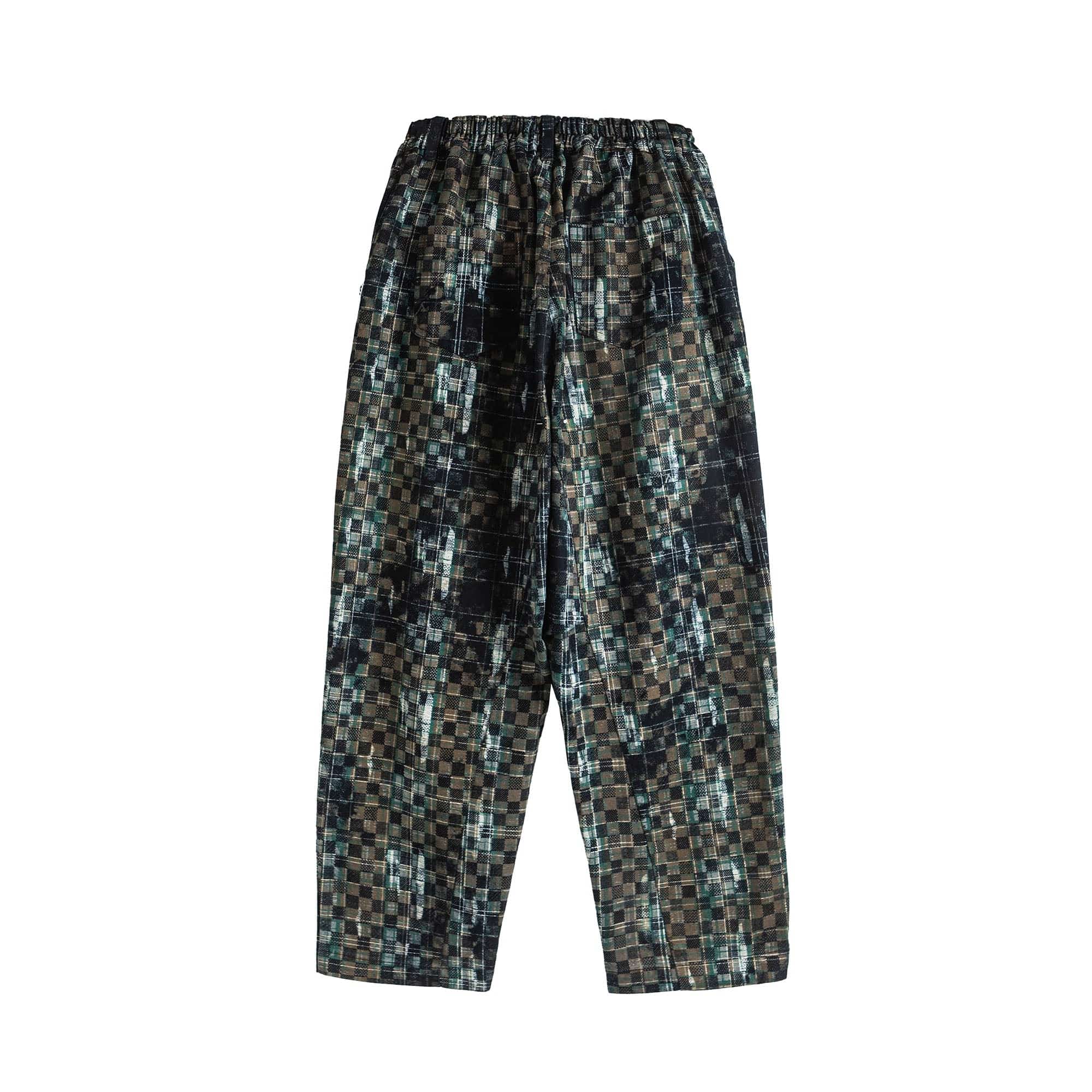 ME DA IGUAL Tie-Dye Washed Camo Checks Elastic Pants-Pants-M-Free Shipping Leatheretro