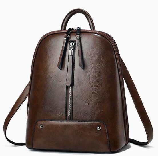 Large Capacity Women's Leather Backpack - Fashion Travel Bag-Backpacks-Coffee-Free Shipping Leatheretro