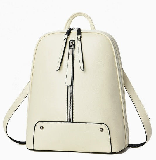 Large Capacity Women's Leather Backpack - Fashion Travel Bag-Backpacks-White-Free Shipping Leatheretro