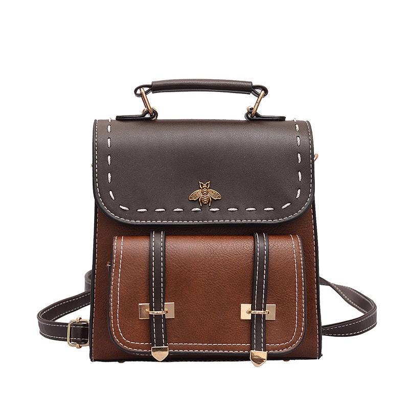Belt Retro Ladies Casual Backpack-Backpacks-Black-Free Shipping Leatheretro