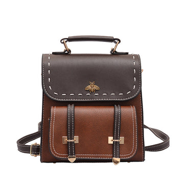 Belt Retro Ladies Casual Backpack-Backpacks-Black-Free Shipping Leatheretro