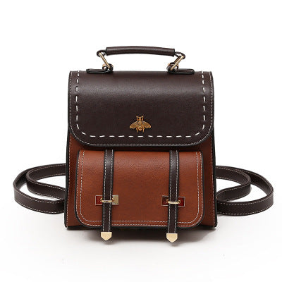 Belt Retro Ladies Casual Backpack-Backpacks-Yellow Brown-Free Shipping Leatheretro