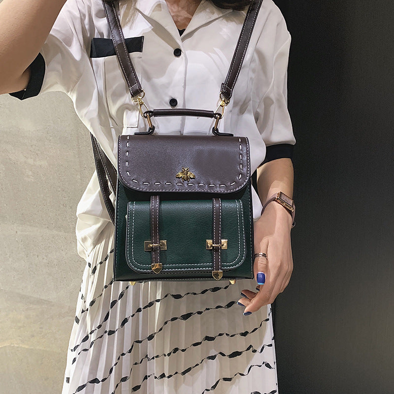 Belt Retro Ladies Casual Backpack-Backpacks-Black-Free Shipping Leatheretro