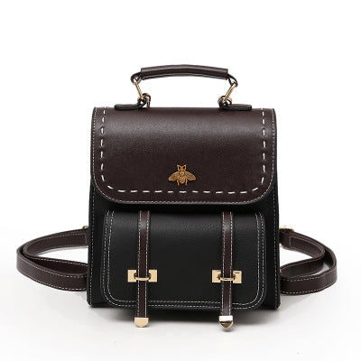Belt Retro Ladies Casual Backpack-Backpacks-Black-Free Shipping Leatheretro