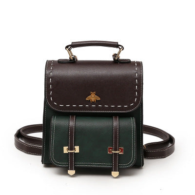 Belt Retro Ladies Casual Backpack-Backpacks-Dark Green-Free Shipping Leatheretro
