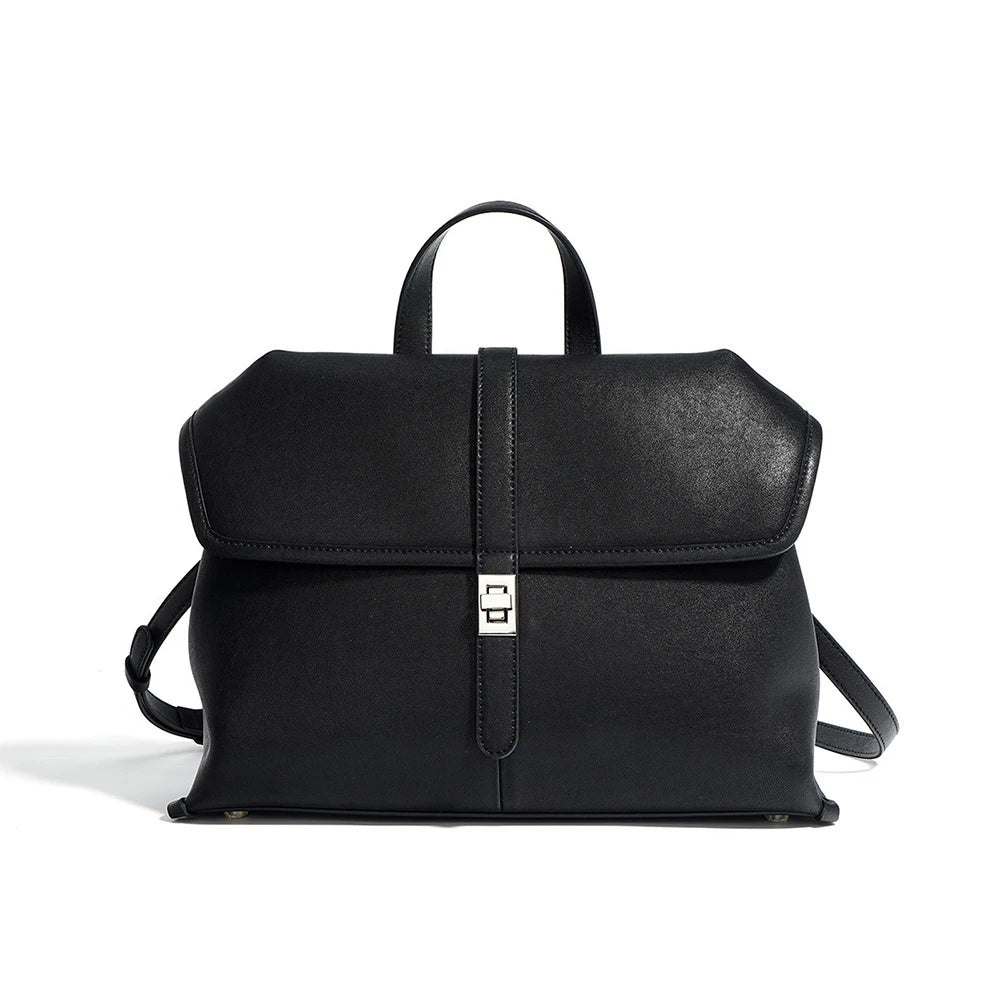 Genuine Leather Women’s Shoulder Bag – Large Capacity Retro Crossbody Handbag-Handbags, Wallets & Cases-Black-Free Shipping Leatheretro