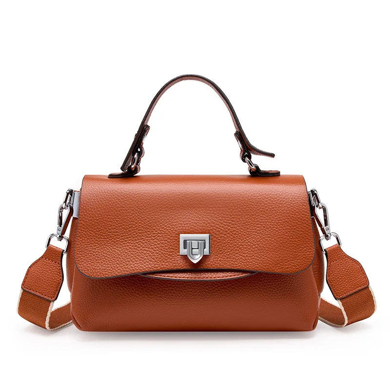 Women's Genuine Leather Crossbody Handbag – Luxury Top-Handle Purse-Handbags-Brown-Free Shipping Leatheretro