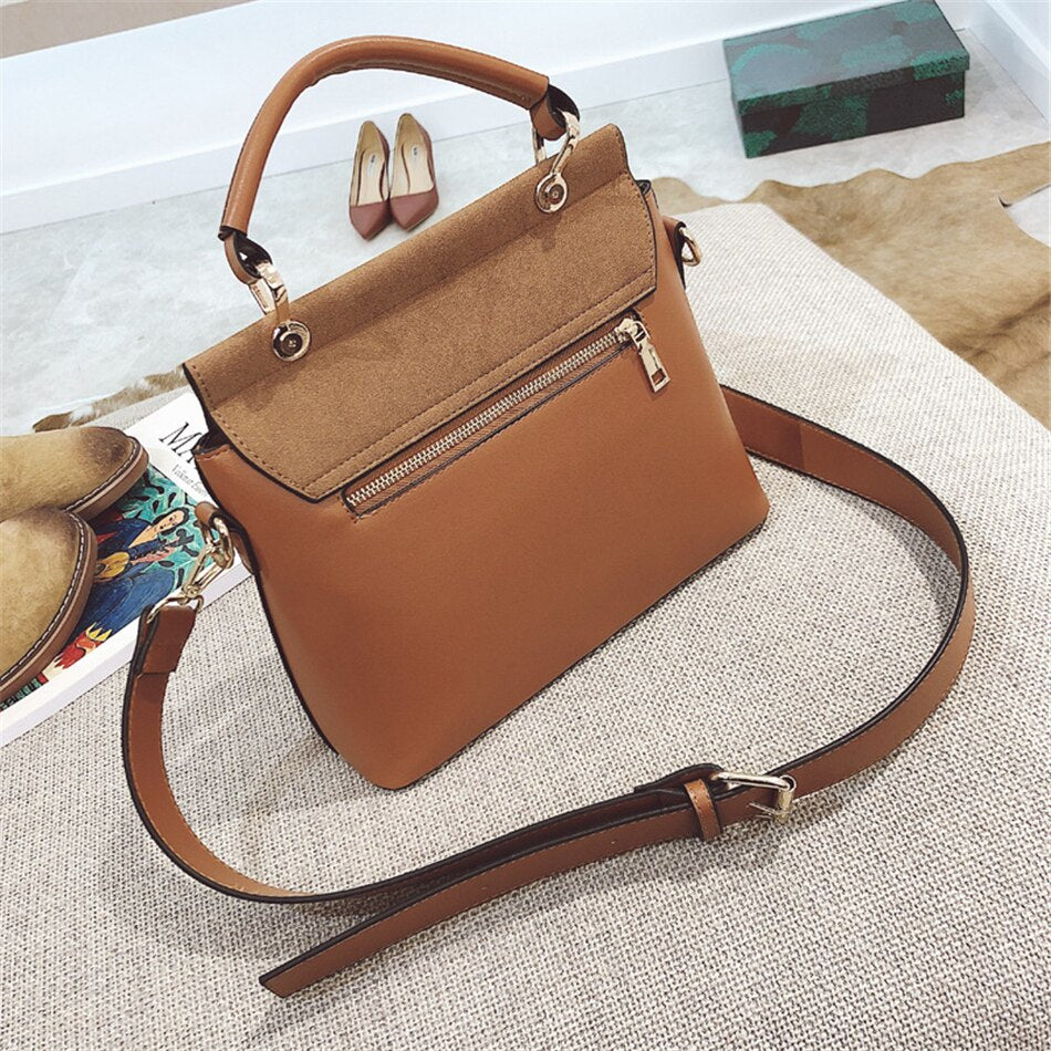 Buckle Matte Leather Handbags Crossbody Bags-Handbags-Khaki-Free Shipping Leatheretro