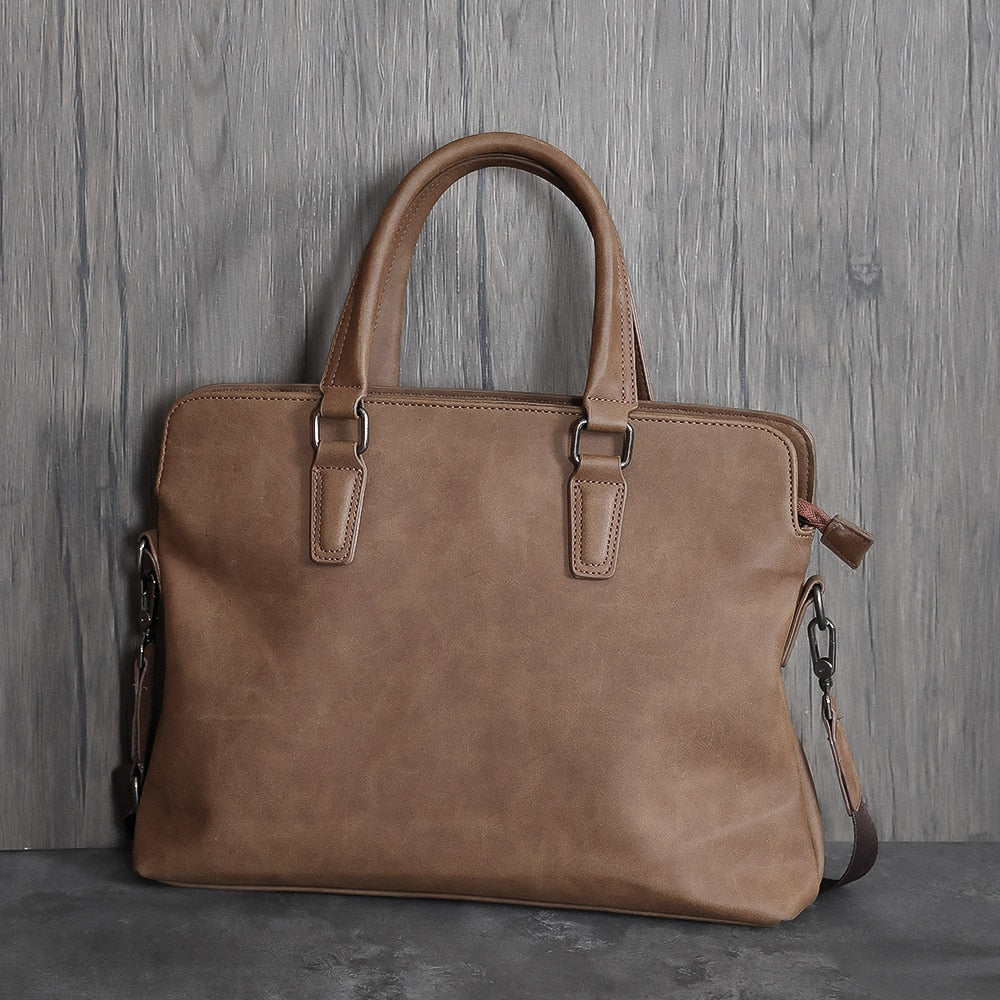 Business Soft Leather Briefcase for men-Briefcase-Brown-Free Shipping Leatheretro
