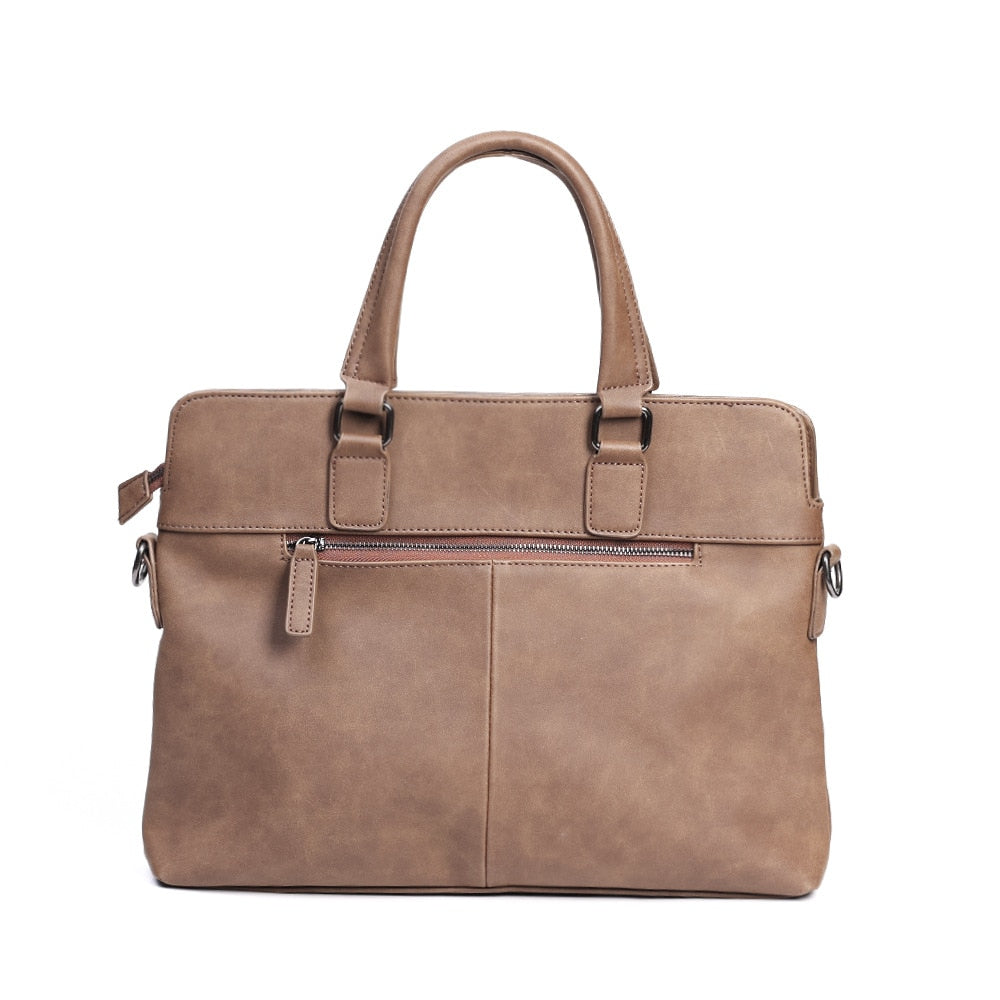 Business Soft Leather Briefcase for men-Briefcase-Gray-Free Shipping Leatheretro