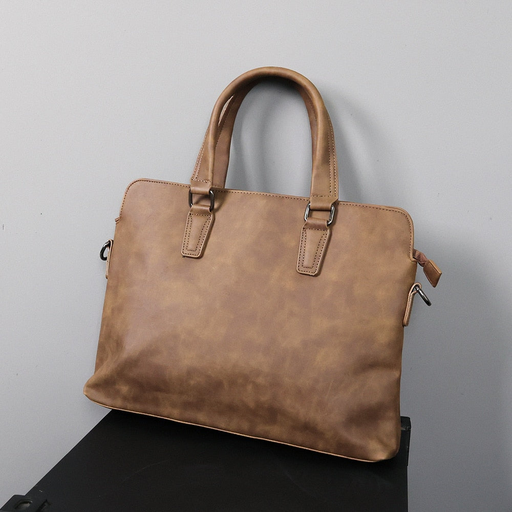 Business Soft Leather Briefcase for men-Briefcase-Gray-Free Shipping Leatheretro