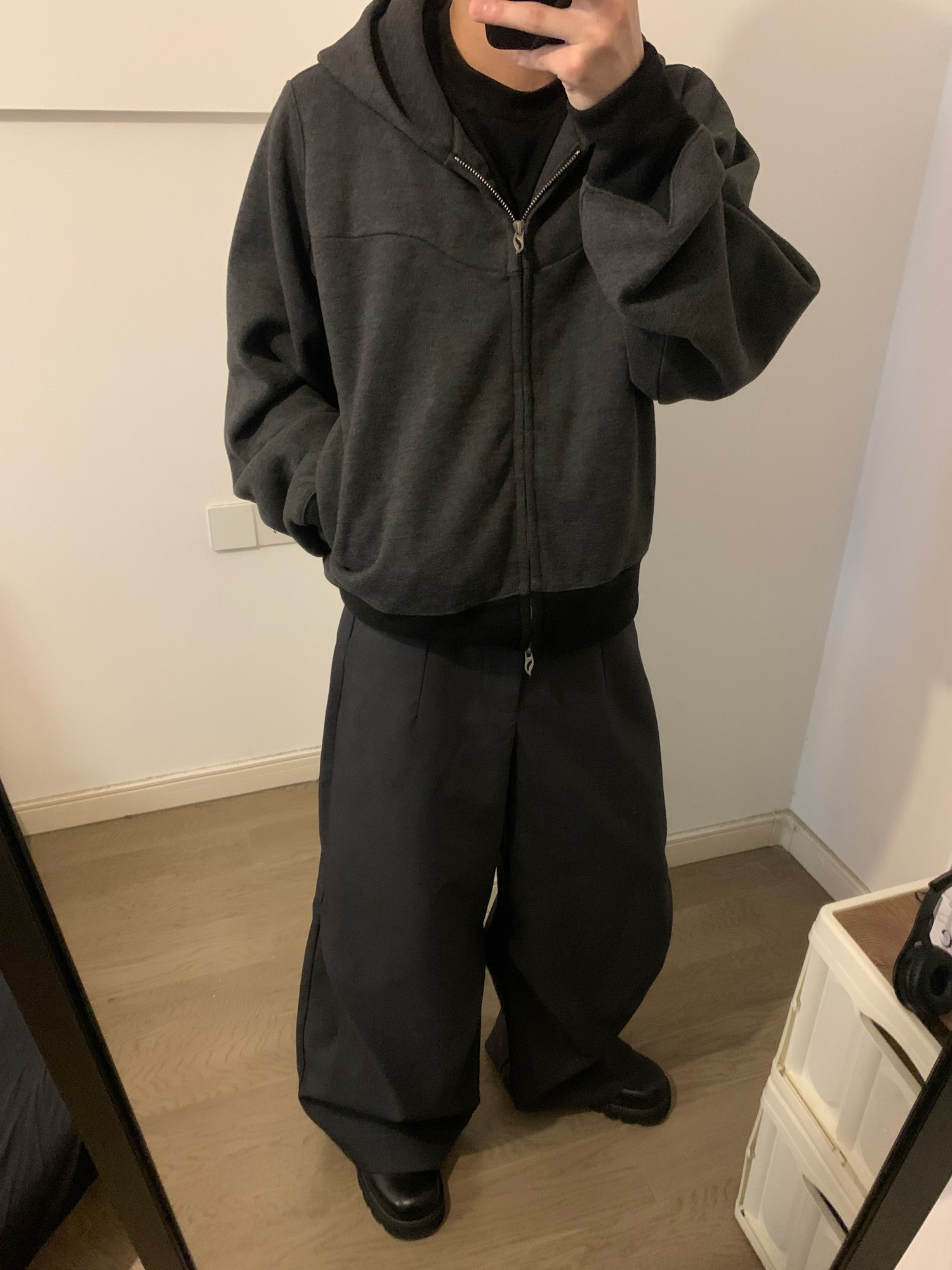 ESAIAS Wool Blend Panel Boxy Hooded Jacket-Jacket-S-Apricot-Free Shipping Leatheretro