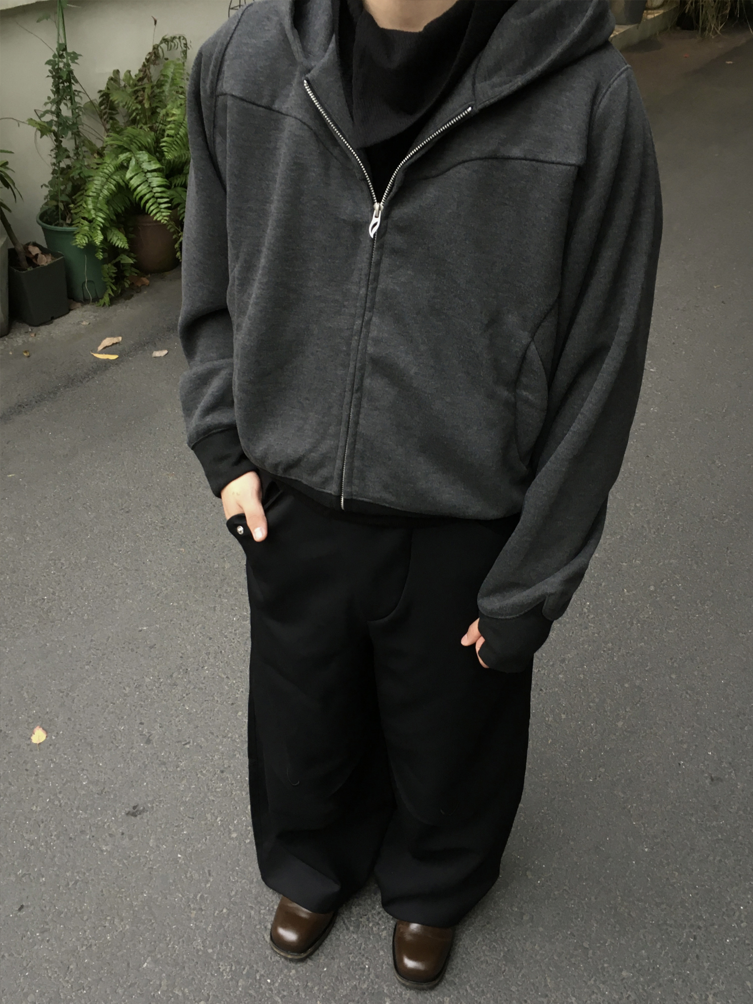 ESAIAS Wool Blend Panel Boxy Hooded Jacket-Jacket-S-Apricot-Free Shipping Leatheretro